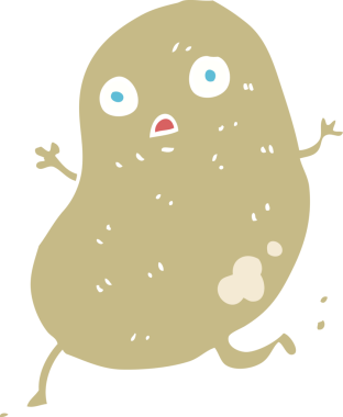 Bir insan tarafından çizilen patatesin düz renk çizimi