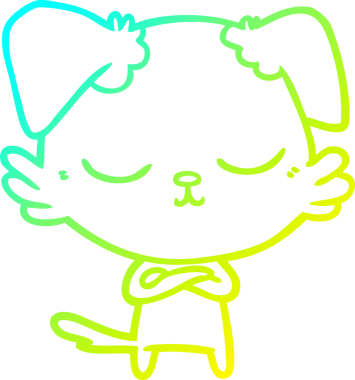 Bir insan tarafından çizilmiş şirin bir çizgi köpeğin soğuk gradyan çizgisi.