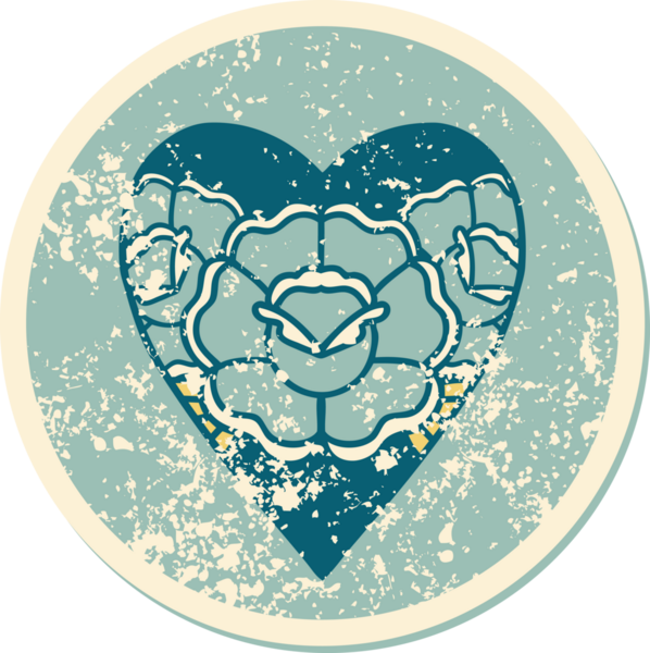 Bir insan tarafından çizilmiş kalp ve çiçeklerin sembolik depresif dövme şekli