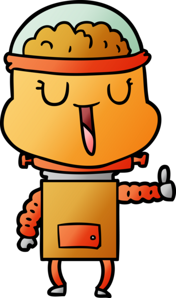 Bir insan tarafından çizilmiş mutlu çizgi film robotu