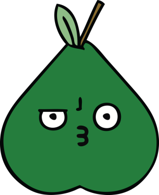 Bir insan tarafından çizilmiş armut karikatürü.