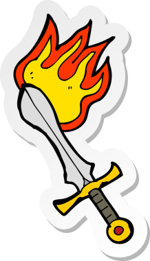 Bir insan tarafından çizilmiş yanan bir kılıcın çıkartması.