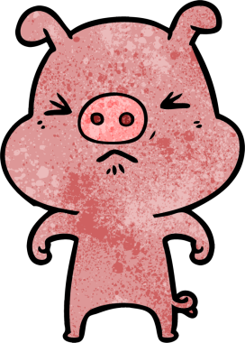 Bir insan tarafından çizilmiş kızgın domuz çizgi filmi.