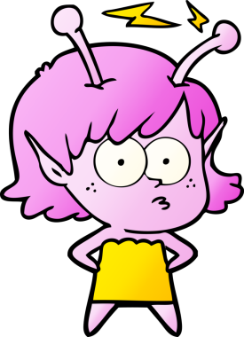 Bir insan tarafından çizilmiş uzaylı kız.