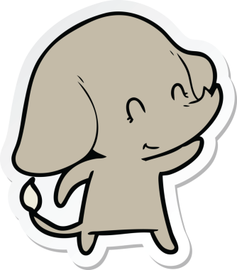 Bir insan tarafından çizilmiş şirin bir fil çıkartması.