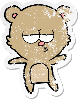 Bir insan tarafından çizilmiş sıkılmış bir ayı çizgi filminin sıkıntılı çıkartması.