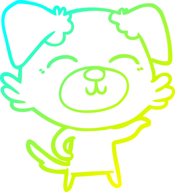 Bir insan tarafından çizilen çizgi film köpeğinin soğuk gradyan çizgisi.