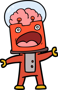 Bir insan tarafından çizilmiş çizgi film robotu