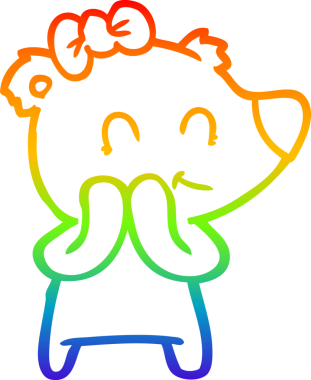 Utangaç bir dişi kutup ayısının insan tarafından çizilmiş gökkuşağı gradyanı çizimi