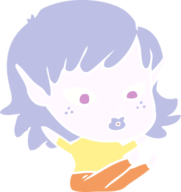 Bir insan tarafından çizilmiş düz renkli bir elf kızı.