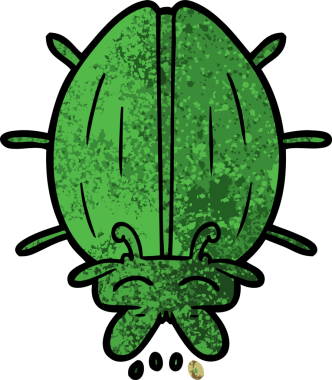 Bir insan tarafından çizilmiş sevimli çizgi film böceği.