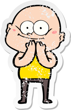 Bir insan tarafından çizilmiş kel bir adamın sıkıntılı çıkartması.