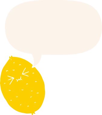 bir insan tarafından çizilmiş, konuşma baloncuklu acı limon çizgi filmi.