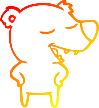 Bir insan tarafından çizilen çizgi film ayısının sıcak çizgi çizimi