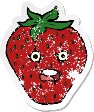 Bir insan tarafından çizilmiş karikatür çileğinin gerilimli yapıştırması.