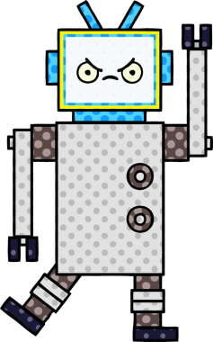 bir insan tarafından çizilmiş bir robotun çizgi roman tarzı