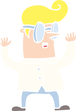 Bir insan tarafından çizilmiş düz renk çizim çizgi film ineği.