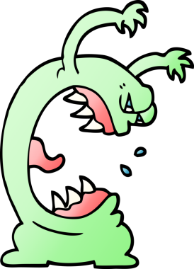 Bir insan tarafından çizilmiş vektör gradyan çizim karikatürü canavarı