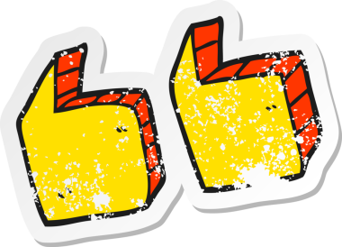 Bir insanın çizdiği karikatür tırnak işaretlerinin gerilimli yapıştırması.