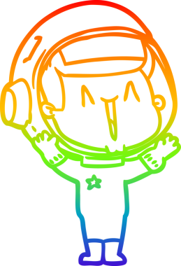 gökkuşağı gradyan çizimi mutlu bir çizgi astronot çizimi bir insan tarafından çizildi