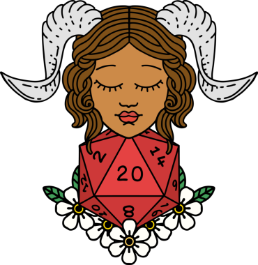 Retro Dövme Biçimi Doğal 20 D20 zar atışıyla bir insan tarafından çizilmiş