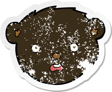 Bir insan tarafından çizilmiş siyah ayı suratının gerilimli çıkartması.