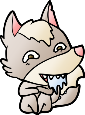 Bir insan tarafından çizilmiş aç kurt çizgi filmi.