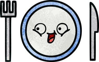 Bir insan tarafından çizilmiş yemek tabağının retro grunge deseni.