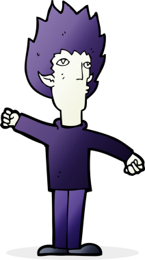 Bir insan tarafından çizilmiş vampir adam çizgi filmi.