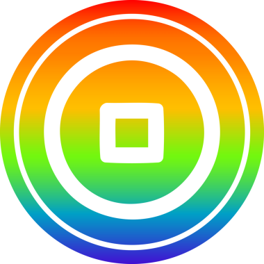 Gökkuşağı gradyan bir insan tarafından çizilmiş dur düğmesi dairesel simgesi