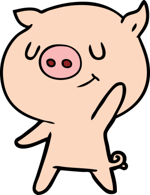 Bir insan tarafından çizilmiş mutlu domuz çizimi.