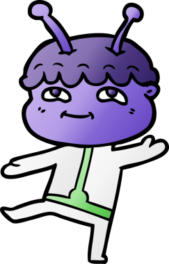 Bir insan tarafından çizilmiş dost canlısı çizgi film uzay adamı.