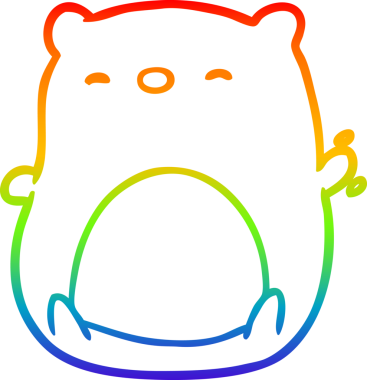 Gökkuşağı gradyan çizgisi bir insan tarafından çizilmiş şirin bir kutup ayısı çizimi