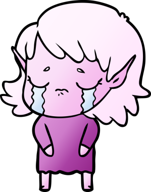 Bir insan tarafından çizilmiş ağlayan elf kızı.