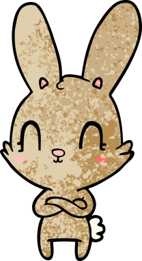 Bir insan tarafından çizilmiş şirin çizgi film tavşanı.