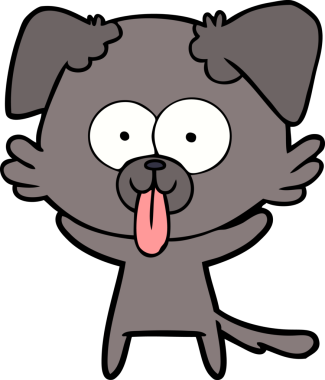 Bir insan tarafından çizilmiş dilli çizgi film köpeği.