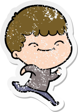 Bir insan tarafından çizilmiş mutlu bir çocuğun sıkıntılı çıkartması.