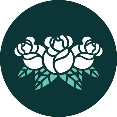 Bir insan tarafından çizilmiş bir buket çiçeğin ikonik dövme şekli