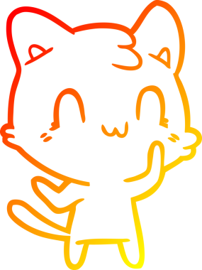 Bir insan tarafından çizilen mutlu çizgi bir kedinin sıcak gradyan çizimi