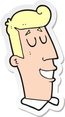 Bir insan tarafından çizilmiş sırıtan bir karikatür çıkartması.