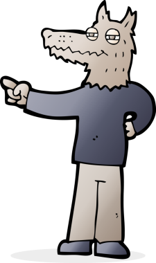 Bir insan tarafından çizilmiş kurt adam çizgi filmi.