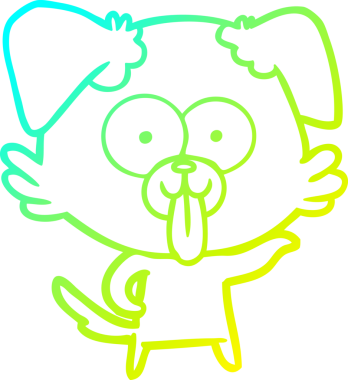 Bir insan tarafından çizilmiş dilli çizgi film köpeği çizimi.