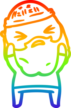 Bir insan tarafından çizilmiş sakallı bir karikatür çizimi.