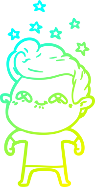 Bir insan tarafından çizilmiş, heyecanlı bir çizgi film çizimi.