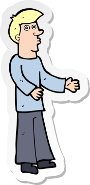 Bir insan tarafından çizilmiş garip bir adamın çıkartması.