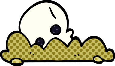 Bir insan tarafından çamurda çizilmiş karalama kafatası.