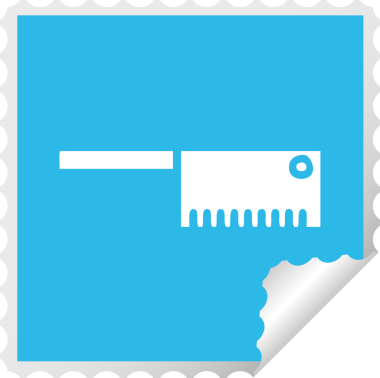 Bir insan tarafından çizilmiş bir kasap bıçağının kare soyulmuş çıkartması.