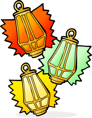 Bir insan tarafından çizilmiş serbest çizim noel fenerleri.