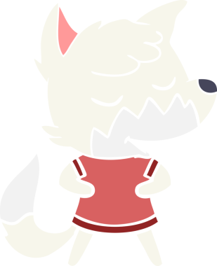 Bir insan tarafından çizilmiş düz renkli tilki çizimi.