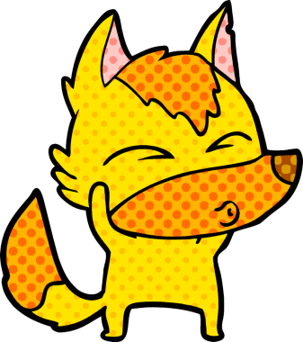 Bir insan tarafından çizilmiş tilki çizgi film karakteri